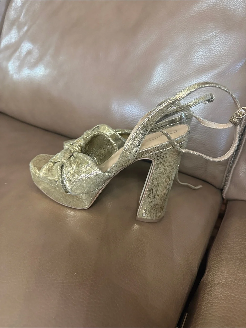 Metallic Gold Knot Platform Slingback Heels Jessica Simpson